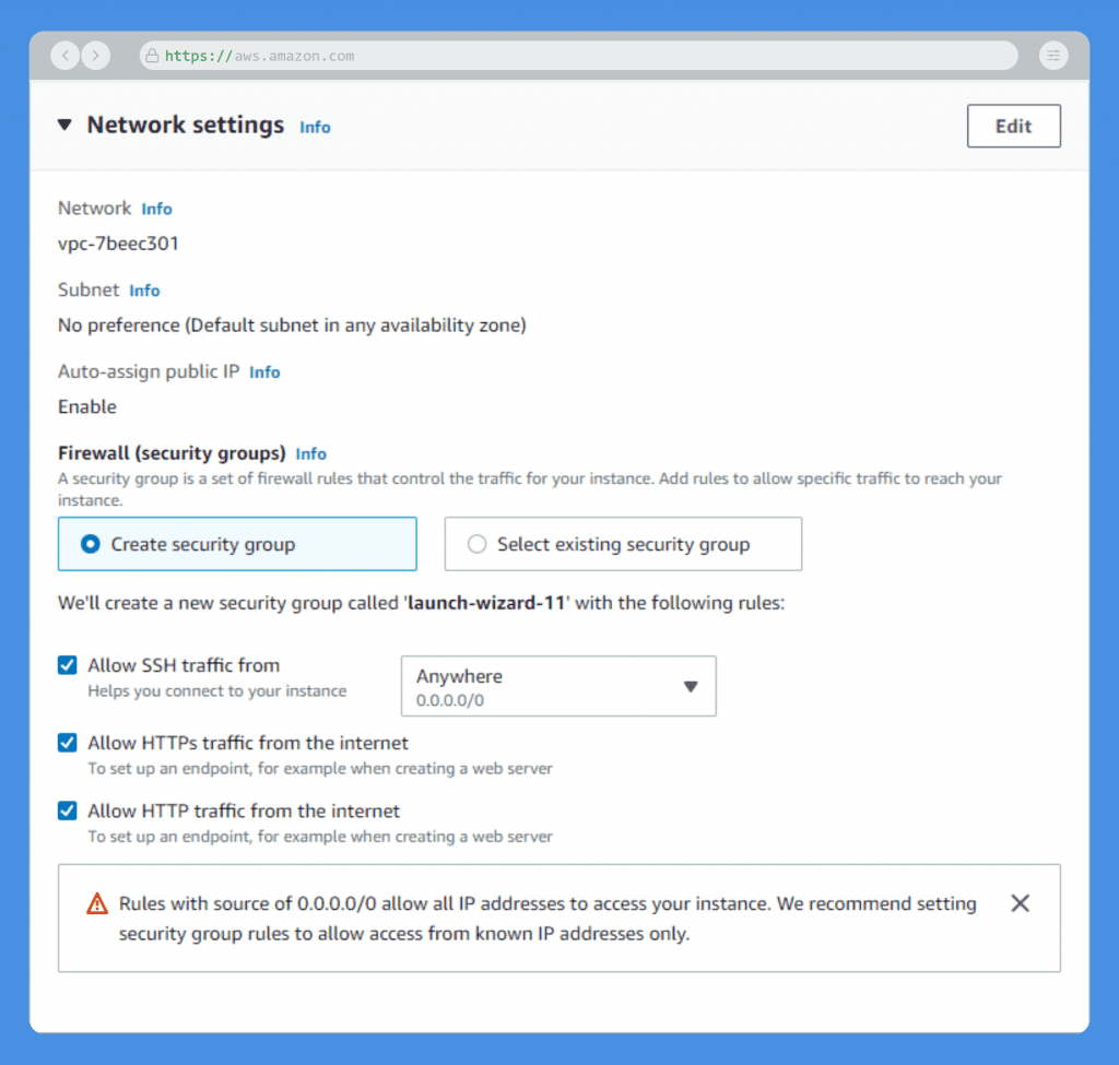 Adjust your AWS Network Settings