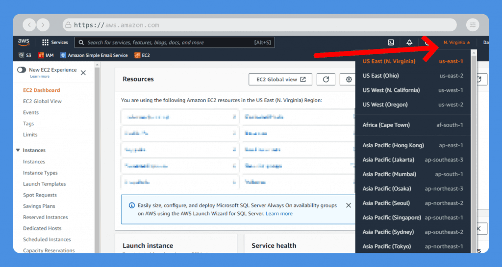 Select your AWS Region